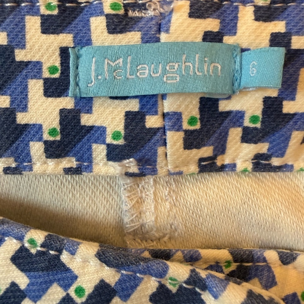 J.McLaughlin Lexi Navy Blue Midi Quotation Houndstooth Slim Pants Size 6 - Picture 8 of 12